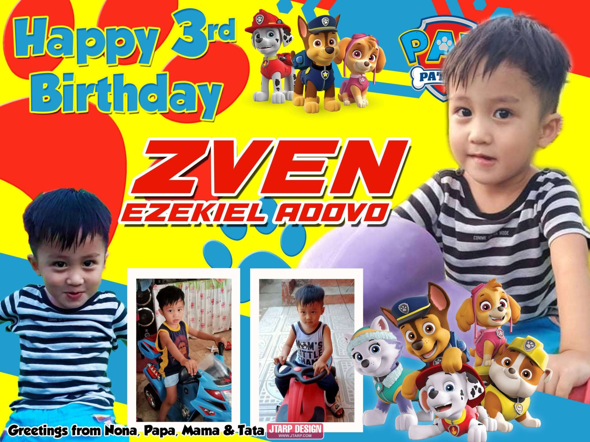 Yellow Blue Paw Patrol Theme Birthday Tarpaulin Design