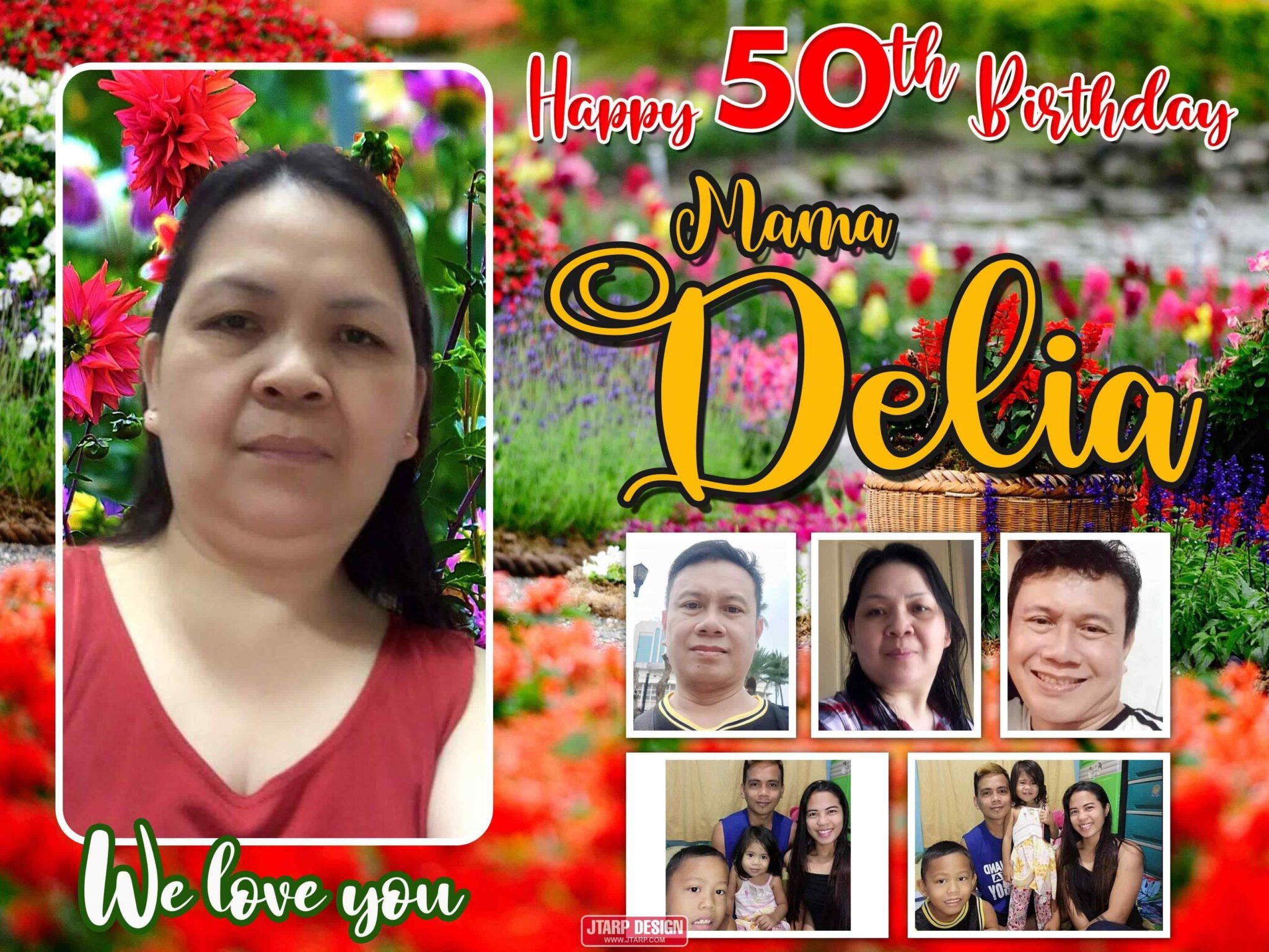 Flower Garden Background 50th Birthday Tarp