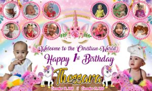 Tarpaulin Layout in Unicorn Birthday and Christening Design.