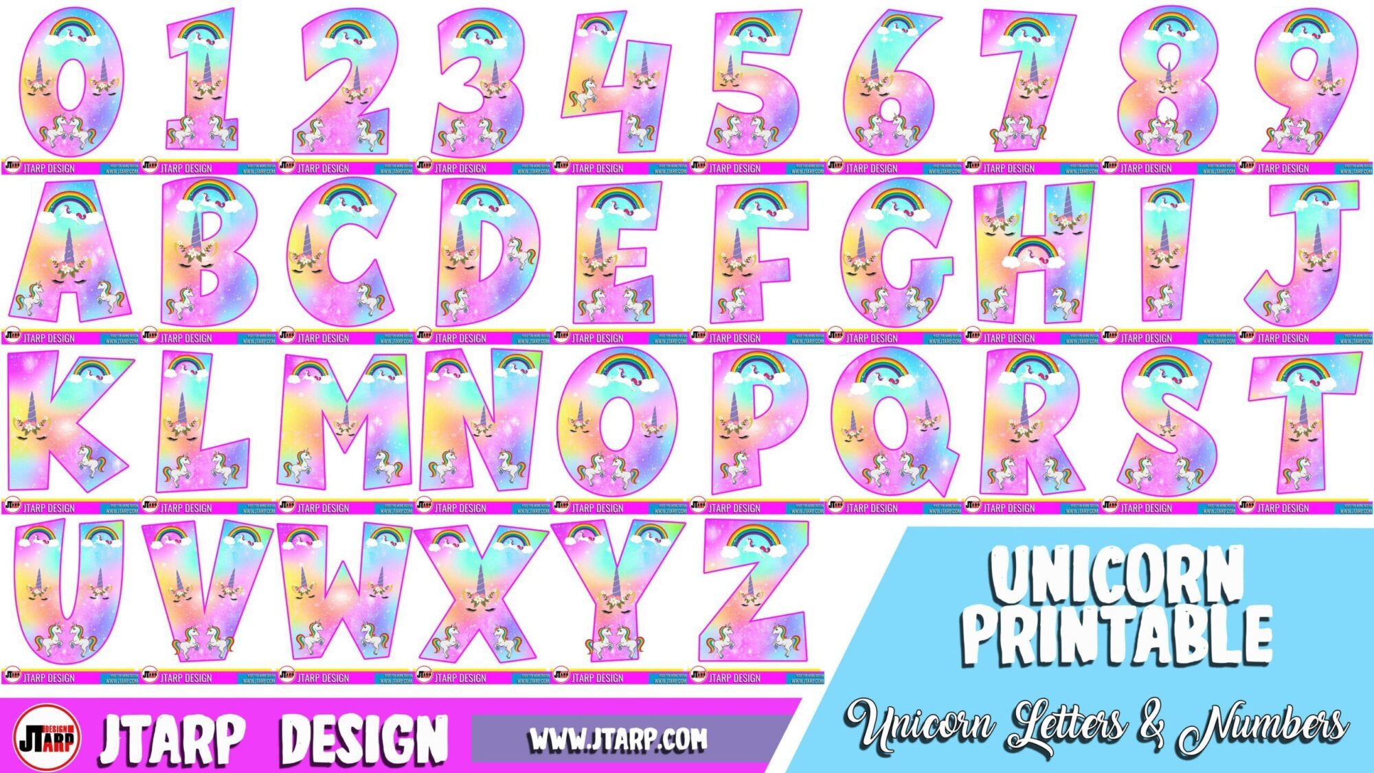unicorn party printables free alphabet letters and number jtarp