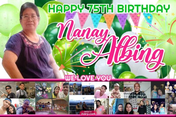 2×3 Happy 75th bday nanay albing Green Balloon Theme