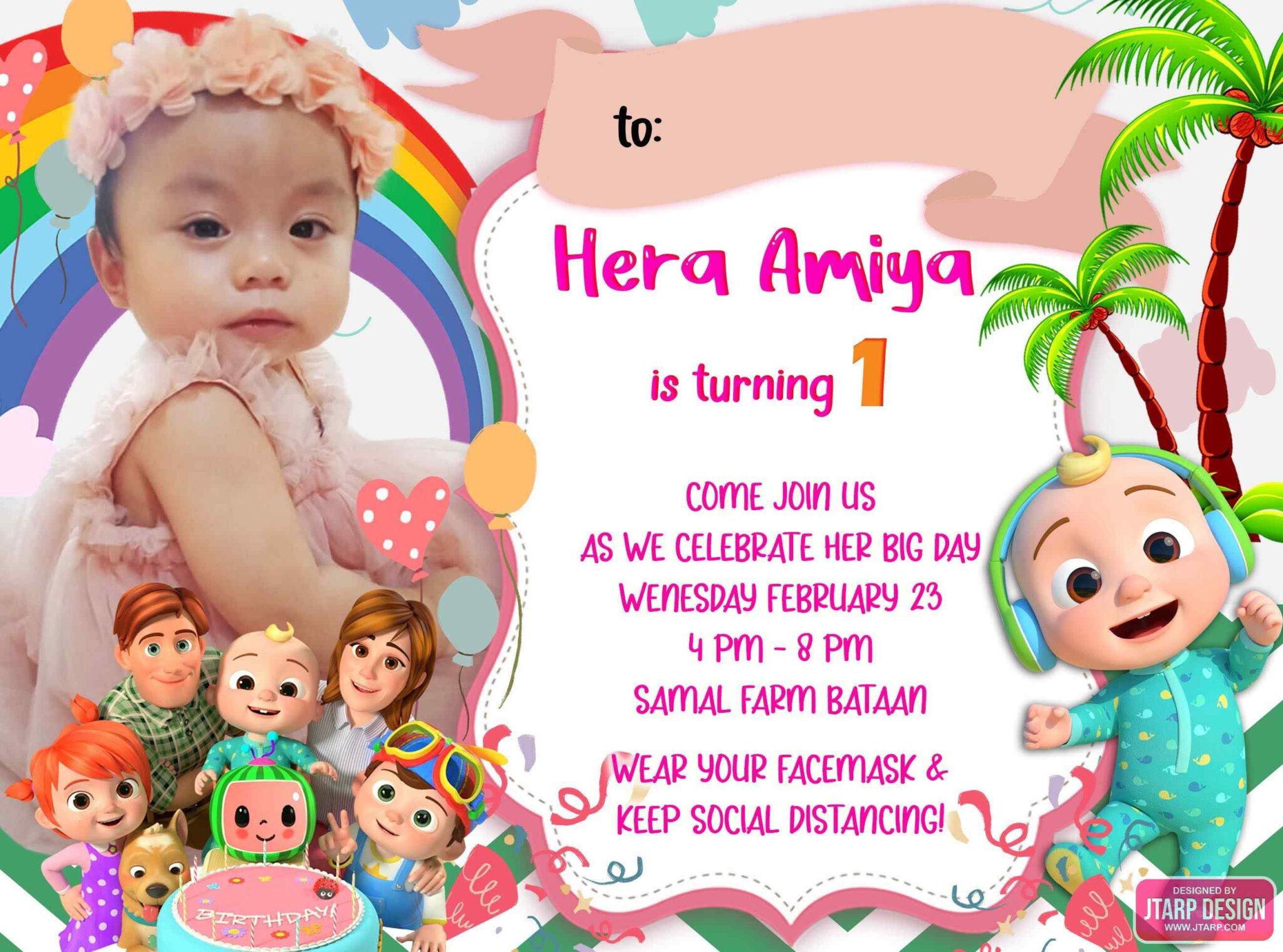 Cocomelon Theme Birthday Invitation Tarpaulin Design