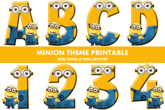 Minion Theme Printable Letters and Numbers