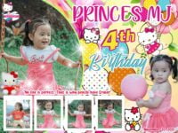 Princes MJ 3×4 Happy 4th Birthday Hello Kitty Design