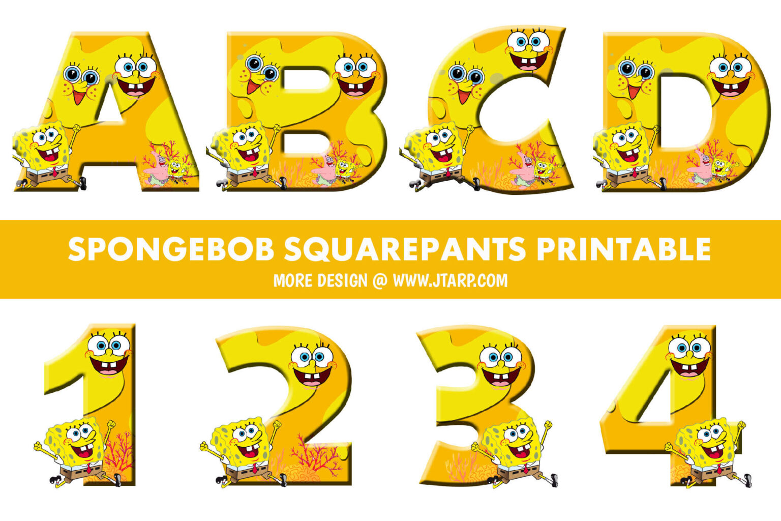 SpongeBob SquarePants Theme Printable Letters And Numbers Thumbnail