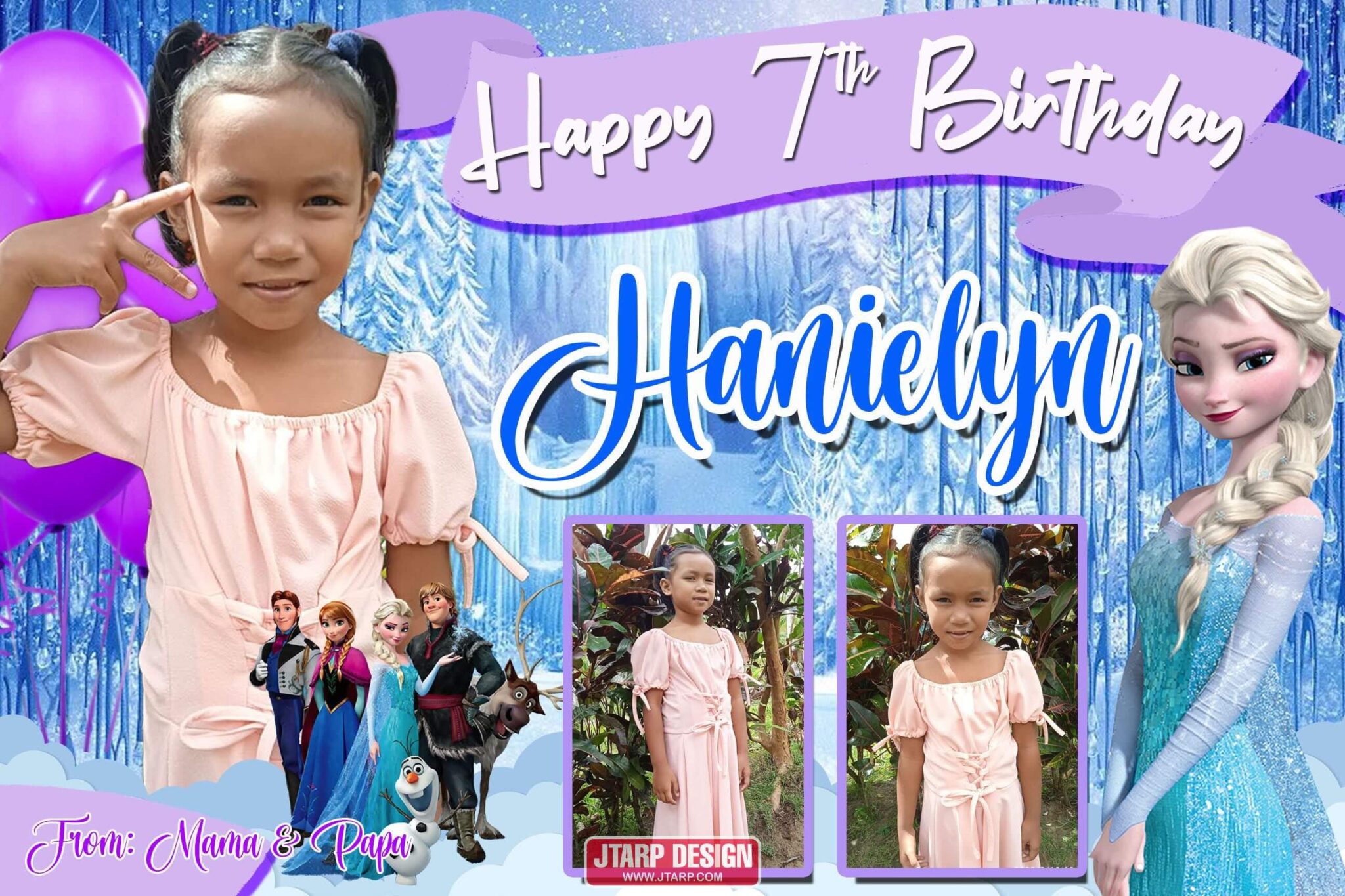 Simple Frozen Theme Birthday Tarpaulin Design