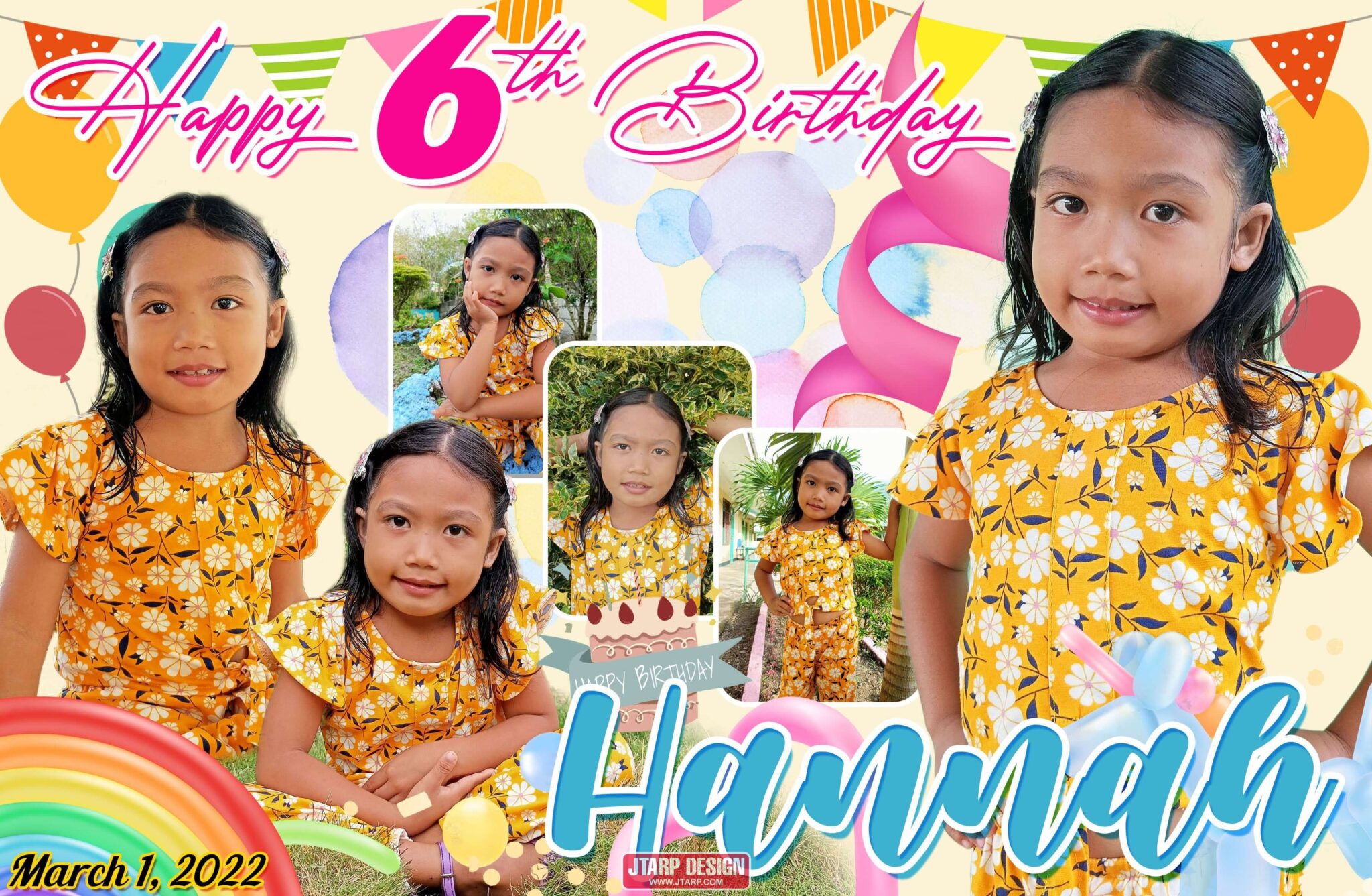 3×2 Hannah 6th Birthday Light Pink Theme