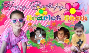 Tropical Pink Flower Theme Birthday Tarpaulin Design