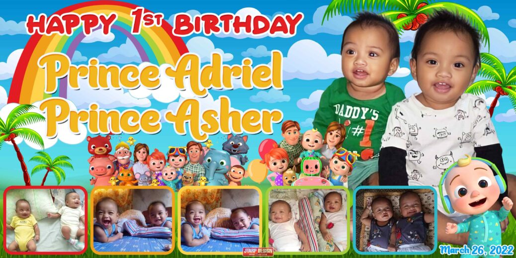 Happy 1st Birthday Cocomelon Design Tarp