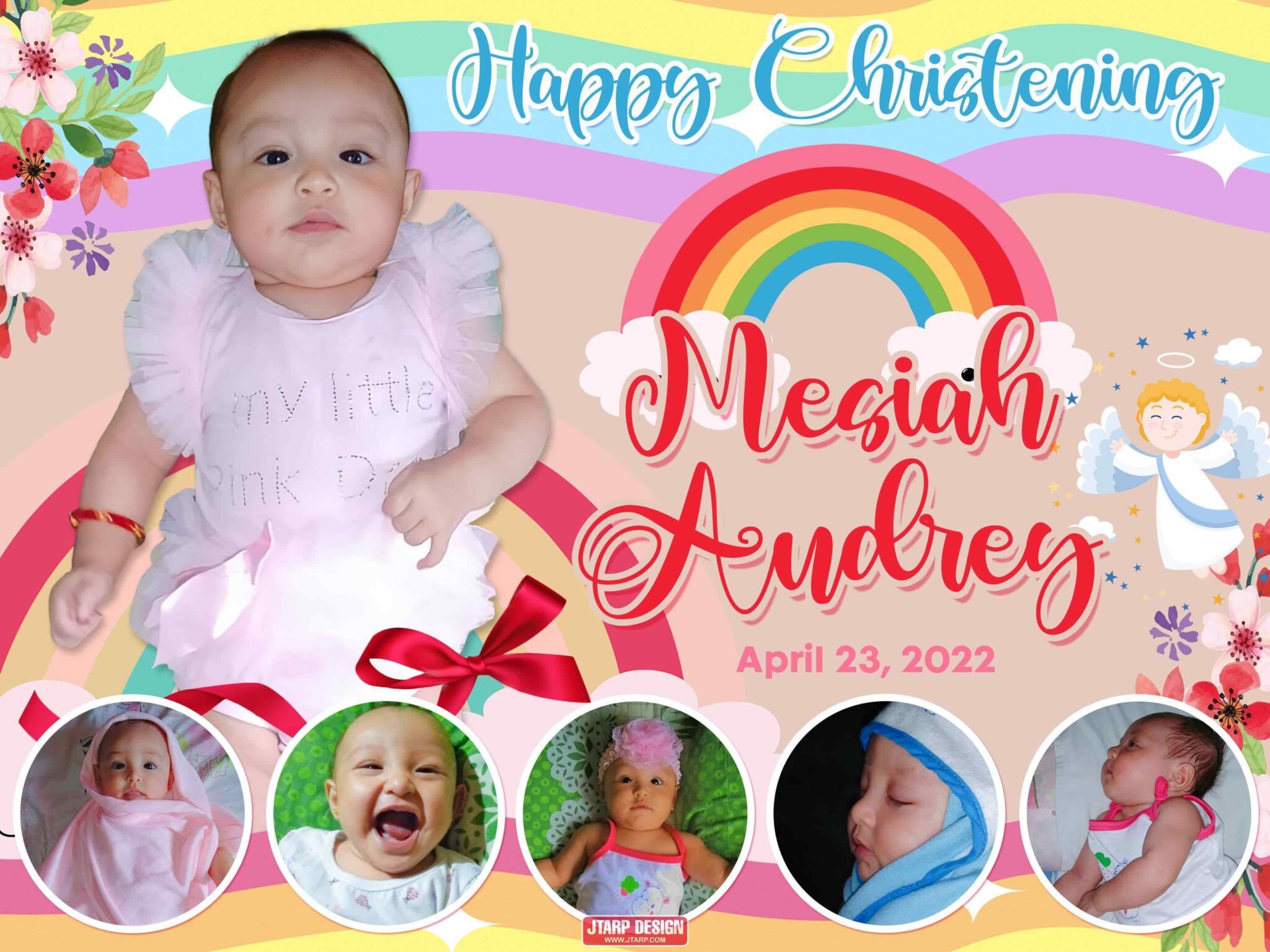 Happy Christening Rainbow Theme Tarp Design