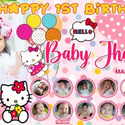 Happy 1st Birthday Hello Kitty Theme Tarpaulin Design