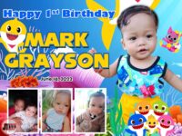 1st Birthday Baby Shark Tarpaulin Design