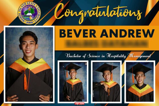 Congratulations Bever Andrew: Gold & Blue Graduation Tarp Design