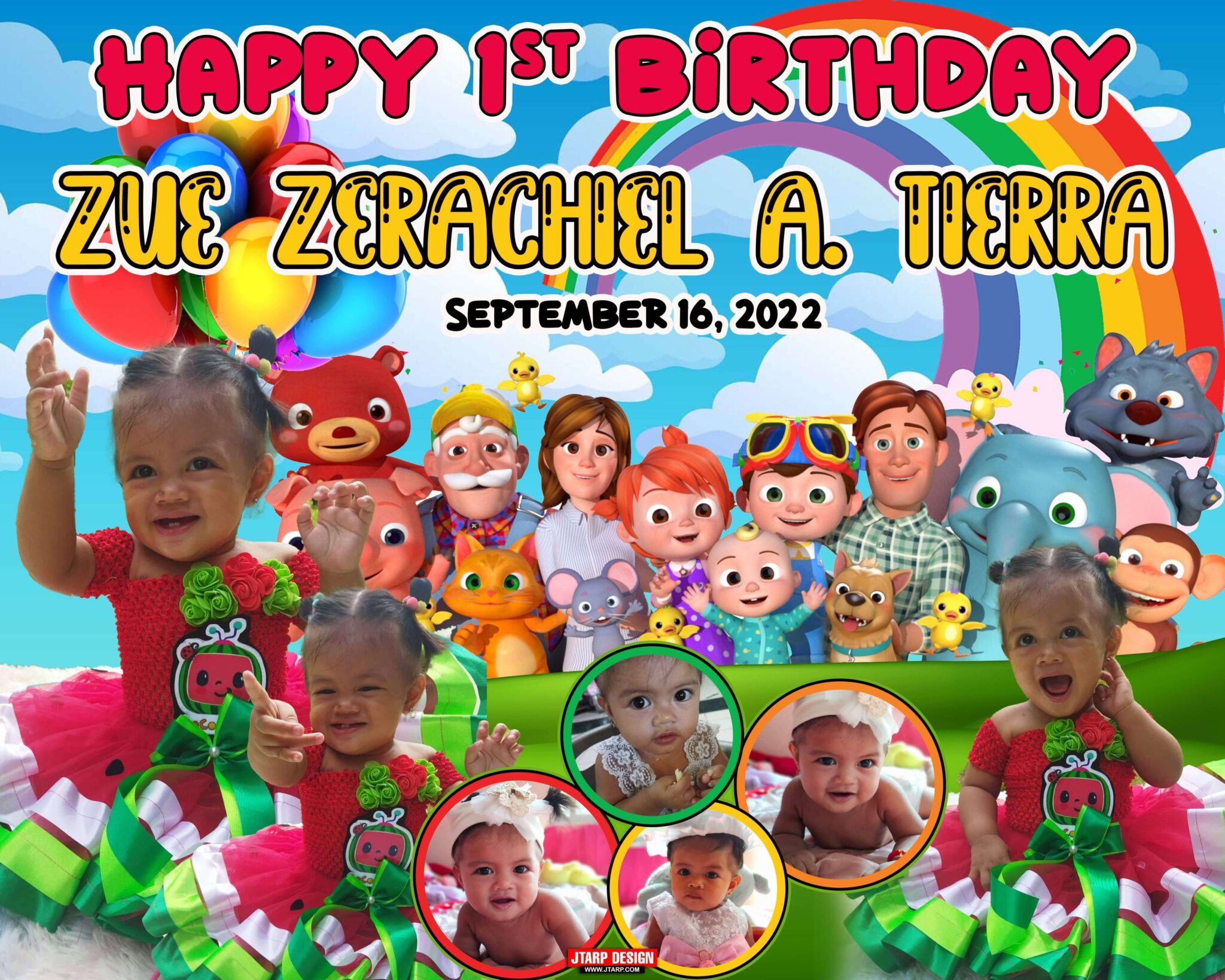 Zue 1st Birthday Cocomelon Tarp Design