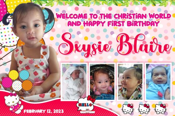 1st Birthday and Baptism SXYSIE BLAIRE Hello Kitty Tarpaulin Design