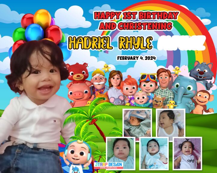 Hadriel Rhyle’s Cocomelon 1st Birthday and Christening Tarpaulin and ...