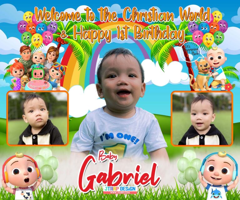 Gabriel’s 1st Birthday and Baptism Cocomelon Design